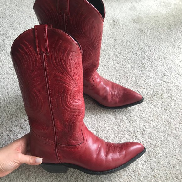 Code West Shoes - Code West Red Leather Cowgirl Boots 8